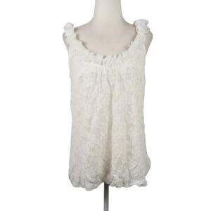 Vintage Y2K CDW cream white floral lace flowy tank top M